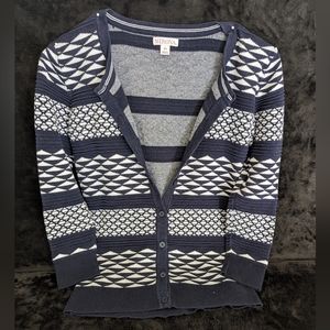 TARGET MERONA NAVY TEXTURED ABSTRACT COTTON CARDIGAN SWEATER XS